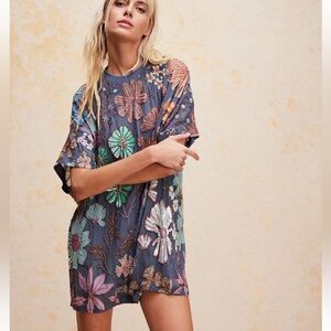 Free people jewelry mini dress beaded xs zenon blue xs